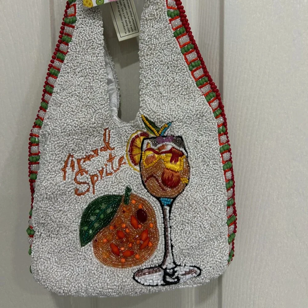 Aperol Spritz Cocktail Beaded Bag Handcrafted in India RARE New Release NWT